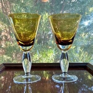 Southern Living at Home Arlington Amber Water Goblets – Set of 2